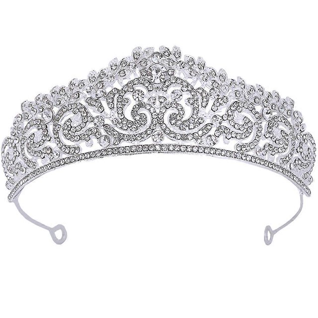 Rhinestone Bridal Tiara Silver Shiny Decorative Tiara for Bride Wedding Party