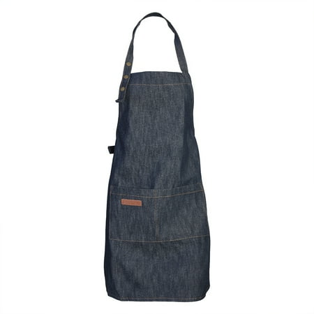 

Denim Apron Baker Kitchen Restaurant Coffee Work Uniform with Front Large Pockets(Neck buckle)