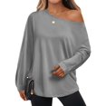 thumbnail image 2 of Womens Off The Shoulder Tops Oversized Tshirts Long Sleeve 2026 Casual Basic Tees, 2 of 7