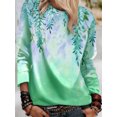 thumbnail image 3 of Camisetas de moda de otoño para mujer, Tops de manga larga con cuello redondo y estampado de hojas, Jersey informal holgado, ropa de calle para mujer 2021, 3 of 4