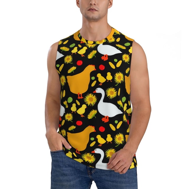 Fotbe Farm Goose Men's Camiseta sin Mangas Estampada para Hombres, Playera Casual para Gimnasio, Entrenamiento, Playa-Large