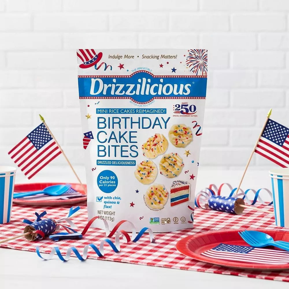 Drizzilicious USA 250 Birthday Cake Mini Rice Cakes, 4 oz
