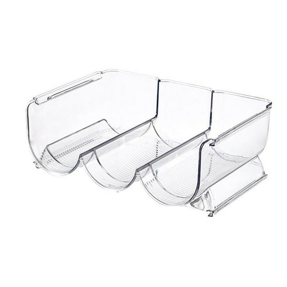 Stackable Plastic 3 Bottle Refrigerator Wine Rack - Kitchen Storage Organizer Holder for Storing Champagne, Wine, and Water Bottles - Stacking Wine Bottle Organizer for Fridge - Clear