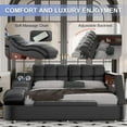 thumbnail image 5 of Multifunctional Queen Bed Frame, Upholstered Platform with Storage, Massage Recliner, Adjustable Headboard, Bluetooth Speaker & USB Charging Station, 5 of 7