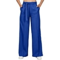 thumbnail image 2 of Qingpeng Womens Plus Size Wide Leg Pants High Waisted Elastic Palazzo Casual Pants Beach Trousers with Pockets, 2 of 7