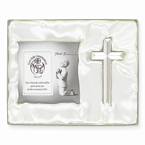 Dicksons Boutique de Cadeaux Cadre Photo en Aluminium / Cross Set - Première Communion Sainte (Garçon)
