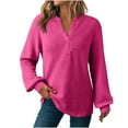 thumbnail image 2 of ZyeKqe Womens Long Sleeve Shirts Casual V Neck Sweatshirts Fall Fashion Loose Textured Tunic Tops Dressy Pullover, 2 of 9