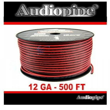 Audiopipe 12 ga 500' Red Black Copper Clad Speaker Wire Zip Cable 12 Volt Low