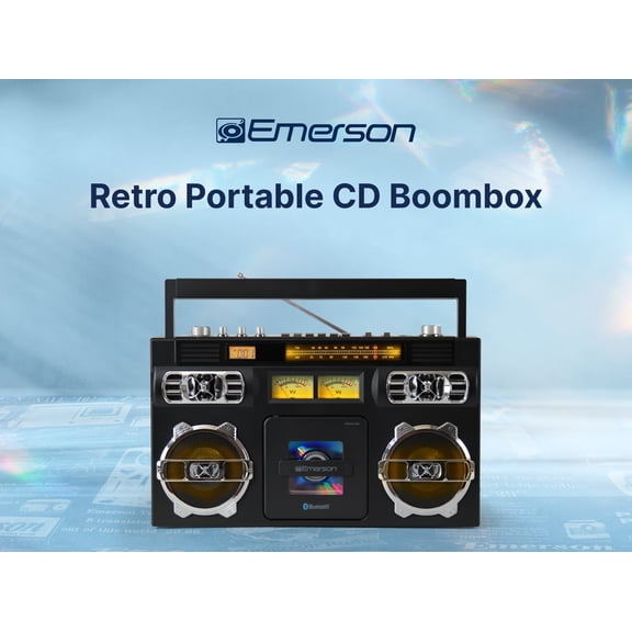 Emerson EPB-3004 Retro Portable CD Boombox with AM/FM Radio, Black