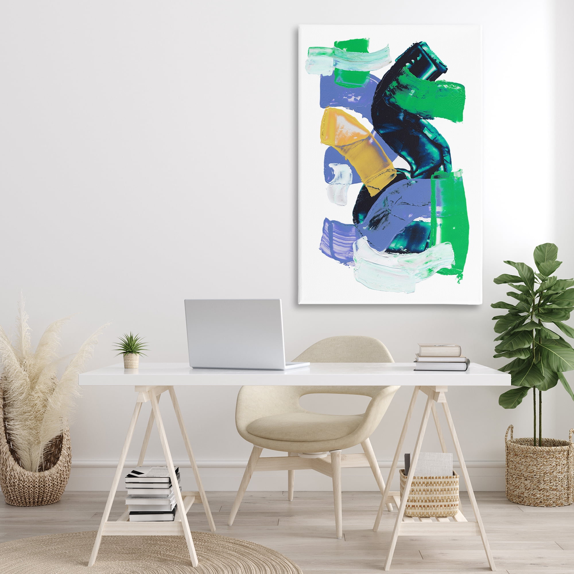 Stupell Industries Expressive Bold Brush Strokes Abstract Painting Gallery Wrapped Canvas Art Print Wall Art, 30 x 45