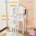 thumbnail image 2 of JOYMOR Luminous Unicorn Kids Vanity, 2-in-1 Toddler Vanity, w/Tri-Fold Mirror, 1 Drawer, Kids Vanity Table and Chair Set for Girls, Perfect Birthday, 2 of 7