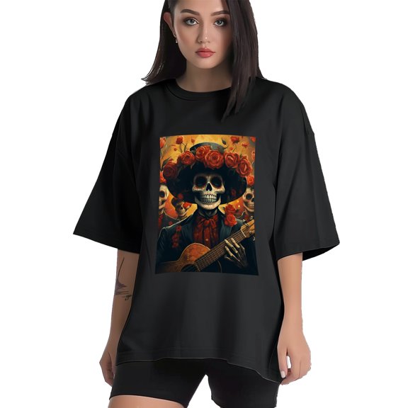 Plus Size Shirt for Women Black Tops for Women Short Sleeves Shirt for Women Skull (23) T Shirt Crewneck Shirt for Women XS