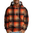 thumbnail image 2 of Men's Plaid Print Oversized Hooded Sweatshirt, Long Sleeve Loose Fit Fleece Pullover for Casual Wear, Fall Winter Fashion,Multicolor,6XL, 2 of 5