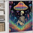thumbnail image 5 of 4 Pcs Bathroom Shower Curtain Set,Bathroom Sets with Rugs (Bath Mat,U Shape and Toilet Lid Cover Mat), Mushroom Skull Bathroom Decor Set, 5 of 8