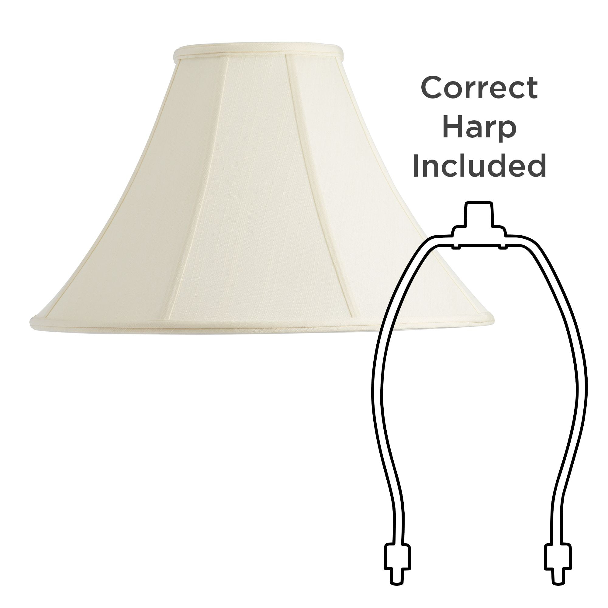 Imperial Shade Creme Large Bell Lamp Shade 7" Top x 20" Bottom x 13.75" Slant x 12.25" High (Spider) Replacement with Harp and Finial