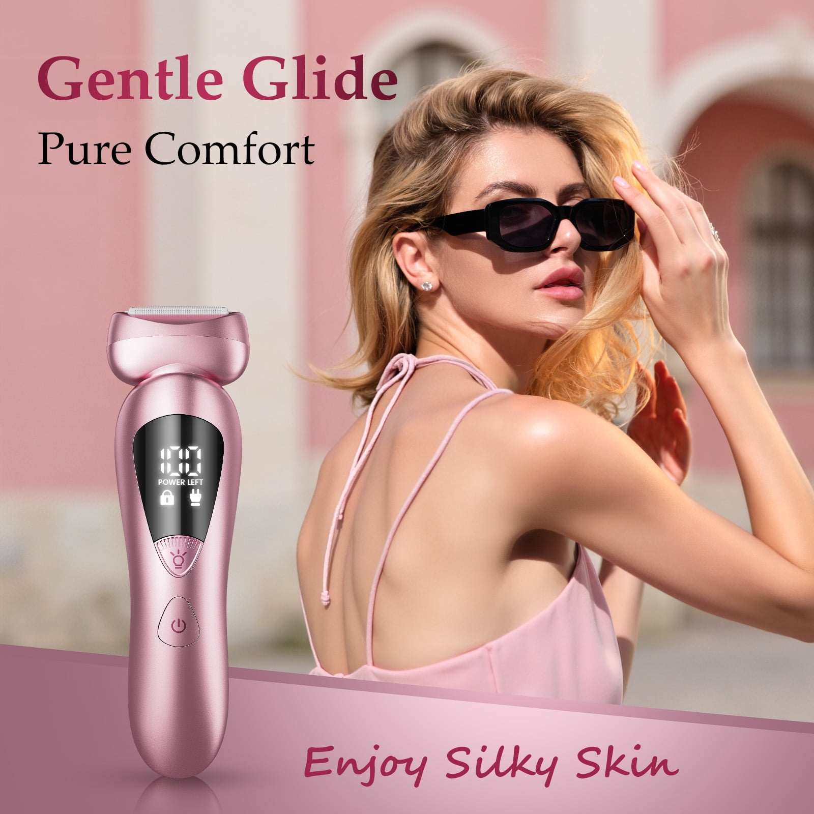 Skdwakiz Electric Razor for Women, 2-in-1 Womens Electric Razor, Rechargeable Cordless Bikini Trimmer Shaver, IPX7 Waterproof Wet Dry Body Pubic Hair Trimmer, Lady Shaver for Face, Underarm & Legs
