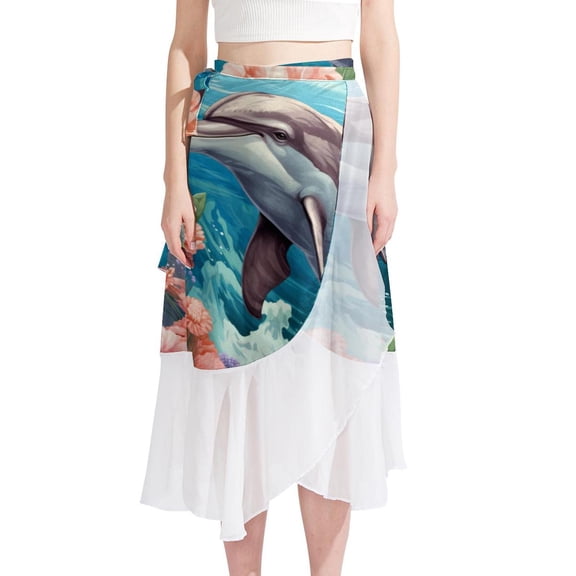 Dolphin Women's Chiffon Beach Dress with Polyester Straps - Summer Dress for Beach vibes