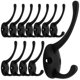 thumbnail image 1 of 12 Pack Black Coat Hooks Wall Mounted With 24 Screws Retro Double Hooks Utility Black Hooks For Coat, Scarf, Bag, Towel, Key, Cap, Cup, Hat, 1 of 4