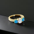 thumbnail image 3 of Gem Stone King 18K Yellow Gold Plated Silver Blue Simulated Opal Ring Set with Moissanite (2.02 Cttw) (Size 8), 3 of 4