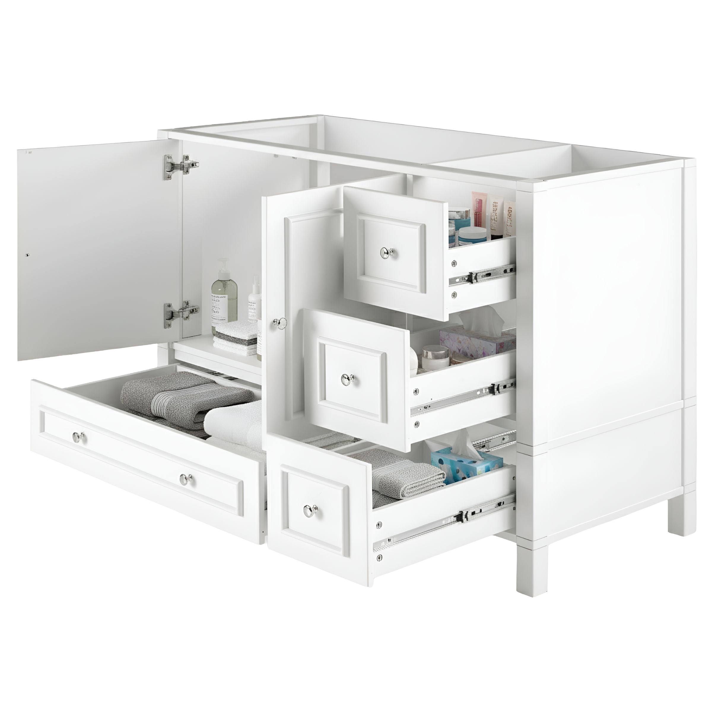 Alaterre Furniture 48in Wood Bathroom Vanity with Soft-Close Doors, White