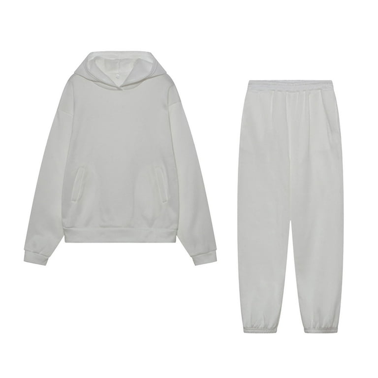 White Women's Autumn And Winter Solid Color Sports Casual Sweater