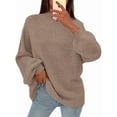 thumbnail image 2 of Women'S Fall Oversized Sweaters Chunky Knit Mock Neck Long Sleeve Casual Pullover Winter Clothes Camel Color S, 2 of 7