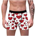 thumbnail image 2 of COSFO Long Leg Mens Boxer Briefs Valentine's Day Stretch Underwear Bulge Pouch Loose Fit Breathable Underwear for Men, 2 of 8