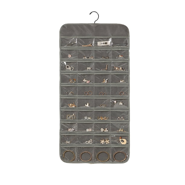 Organizador de joyas colgante Laklulu con ganchos de metal para colgar, soporte de joyería de doble cara para pendientes, collares, anillos en el armario, la pared y la puerta