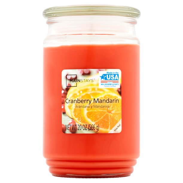Mainstays Cranberry Mandarin SingleWick Jar Candle, 20 oz.