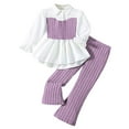 thumbnail image 2 of Tfken Toddler Children Girls Outfits Sets Patchwork Long Sleeve Tops Pants Daily Wear Purple Outfit Set Size 7-8 Years, 2 of 8