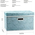 thumbnail image 3 of Foldable Storage Bins with Lids [5-Pack] Fabric Decorative Storage Box Cubes Organizer Containers Baskets with Cover Handles Divider for Bedroom Closet Living Room Blue 14.9x9.8x9.8 Inch, 3 of 14
