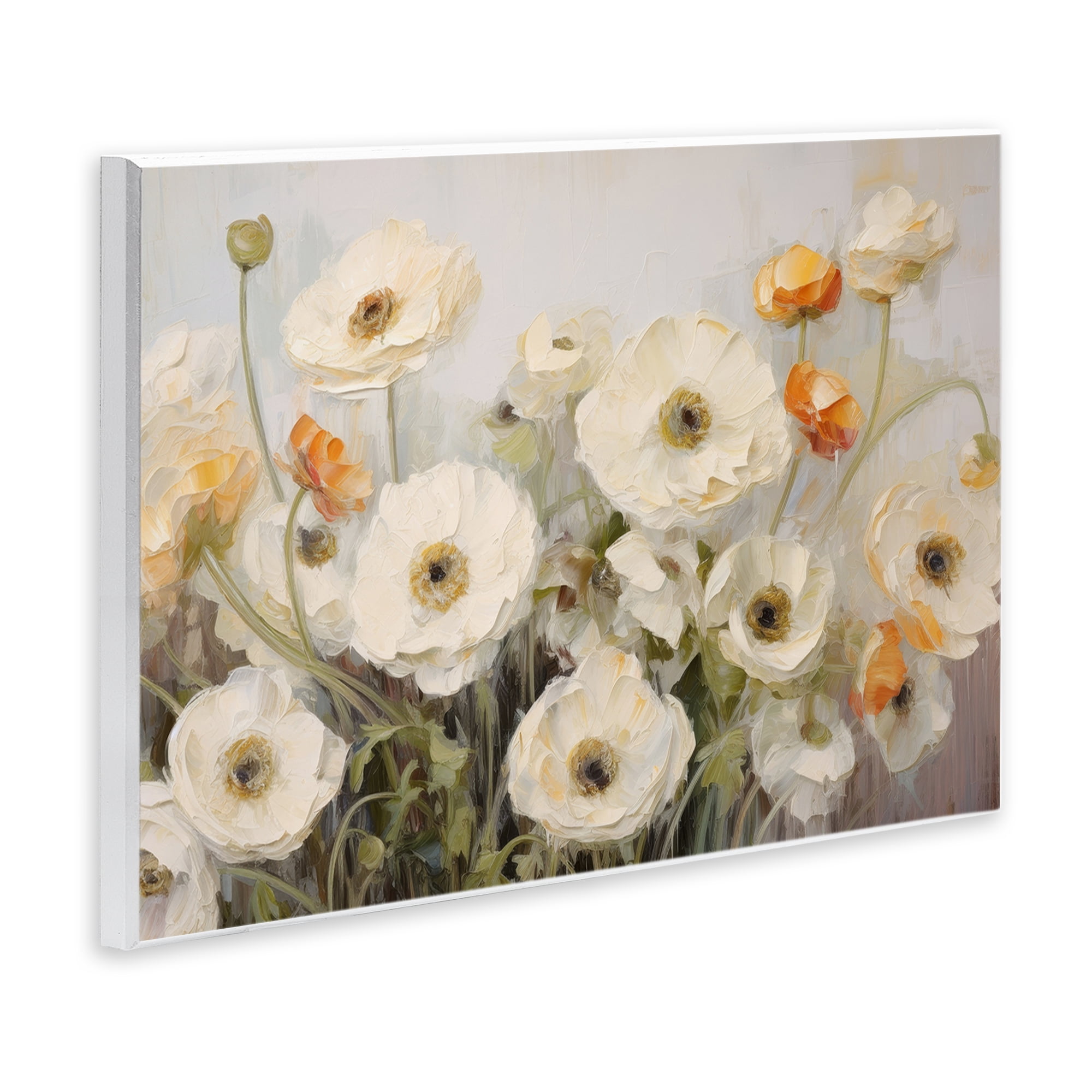 Stupell Industries White Ranunculus Blooms Plants & Flowers Painting Unframed Art Print Wall Art, 19 x 13