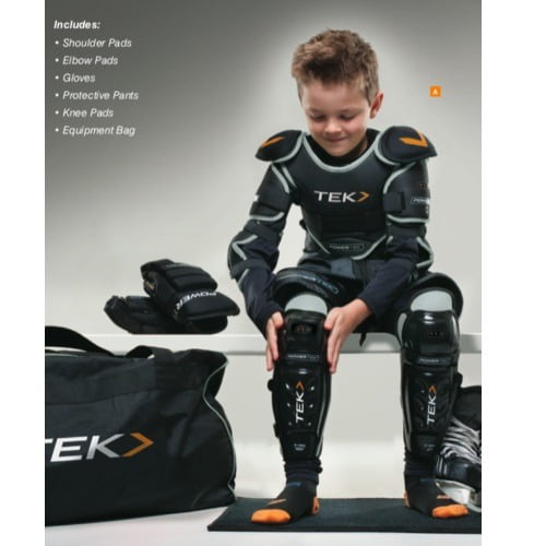 Gloves Pants Shoulder Elbow Pads 7 PCS Youth Powertek Girls Hockey Starter Kit
