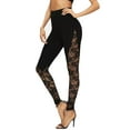 thumbnail image 2 of Hvyesh Women Lace Leggings Slim High Waist Tummy Control Tight Yoga Pants Trendy Lace Mesh Patchwork Sport Casual Pants, 2 of 9