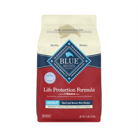 Blue Buffalo Life Protection Formula Beef and Brown Rice Dry Dog Food for Adult Dogs, Whole Grain, 5 lb. Bag