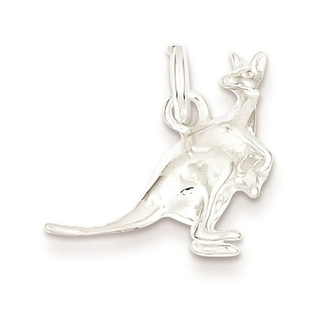 Kangaroo 3-D Polished & Solid Charm Pendant 17mmx16mm 925 Sterling Silver