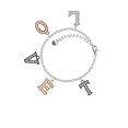 thumbnail image 2 of Delight Jewelry Black Nickeltone Crystal Initial - T - Beaded Border - Multi-Colored Crystal Love Charm Bracelet, 2 of 5