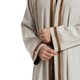 thumbnail image 5 of safuny Cotton Islamic Thobe for Men Solid Color Henley Shirts Fall Long Sleeve Long Gown Thobe Workout Stand Collar Button Kaftan Muslim Long Robe Pockets Beige L, 5 of 6