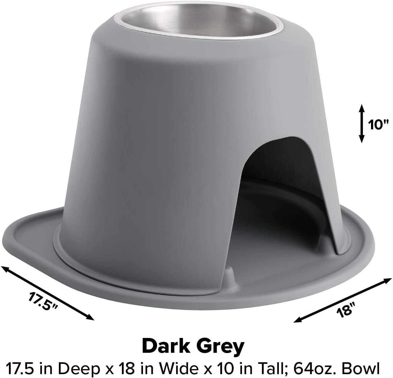 WeatherTech Single High Pet Feeding System - Raised Dog / Cat Bowl - 10" High Stand Dark Grey (SH6410DGDG)