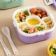 thumbnail image 4 of Fiudx Fiambrera Bento para Adultos, 5 Compartimentos, a Prueba de Fugas y Apta para Microondas, Incluye Cuchara y Tenedor Reutilizables, Ideal para El Trabajo o La Escuela, Portátil y Fácil de Limpia, 4 of 6