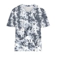 thumbnail image 4 of Womens Tops under $5 Plus-Size Short Sleeved V-Neck Printing Base Shirt Gray XXXXXL, 4 of 5