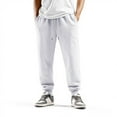 thumbnail image 5 of Men's Baggy Fleece Joggers Heavyweight Drawstring Waist, With Pockets for Workout, Big and Tall Sizes​ White L, 5 of 8