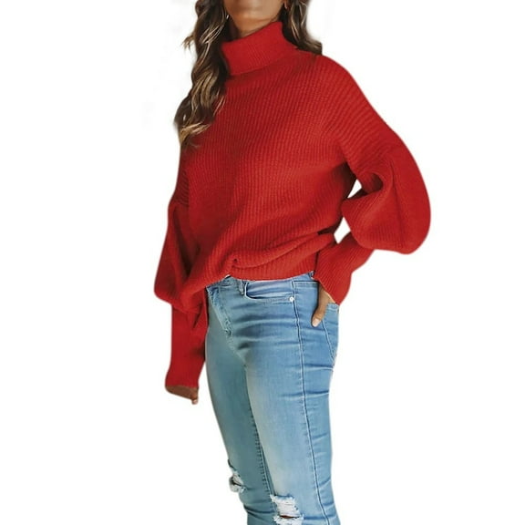 Vedolay Sweaters Women Thick Ladies Sweaters Fashion Oversized Sweater Red,M