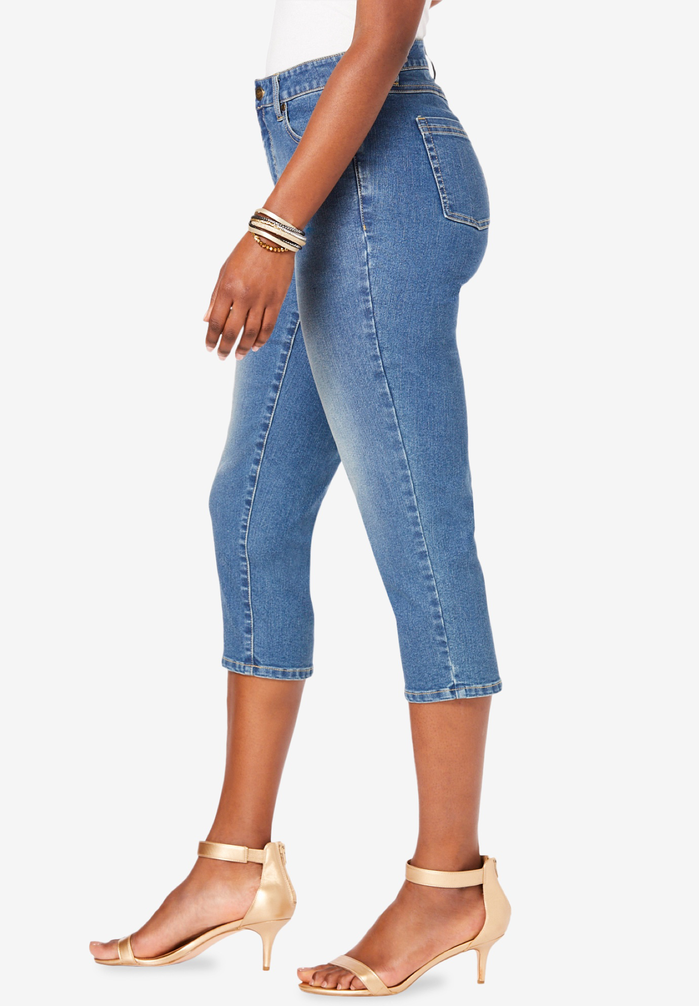 Roaman's Women's Plus Size Invisible Stretch Contour Capri Jean Jeans - image 4 of 6