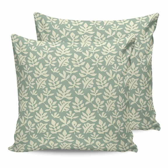 Outdoor Waterproof Throw Pillow Covers Set of 2 Sage Green Leaves Decorative Pillowcases Square Outdoor Pillows Cushion Case 16x16 Inch Abstract Leaf Plant Patio Pillows for Couch Sofa Bed Garden