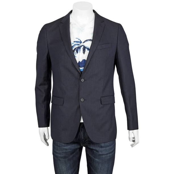 Hugo Boss Men's Blue Slim-fit Jacket In Virgin-wool Serge, Brand 大注目 Wool Serge Slacks Narrow & Jacket Check テーラードジャケット