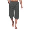 thumbnail image 1 of Aqestyerly Men's Summer Capri Pants - Elastic Waist,Side Pockets,Drawstring Design for Casual Summer Wear, 1 of 6