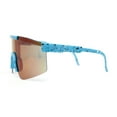 thumbnail image 3 of Boys Kids Size 80s Paint Splatter Oversize Rimless Sport Plastic Sunglasses Blue - Blue Mirror, 3 of 4