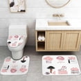 thumbnail image 5 of 4PCS Gold Glitter Hello Gorgeous Shower Curtain Sets, Watercolor Pink Floral Black and White Striped Perfume Makeup Modern Fashion Women Bathroom Decor, Non-Slip Bath Mat Toilet Rug, Hibiscus, 5 of 7