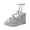 Gray, variant on Womens Orange Textured Rope Wrapped 1" Platform Padded Adjustable Strap Ankle Strap Natesha Round Toe Wedge Buckle Heeled Sandal 7 M